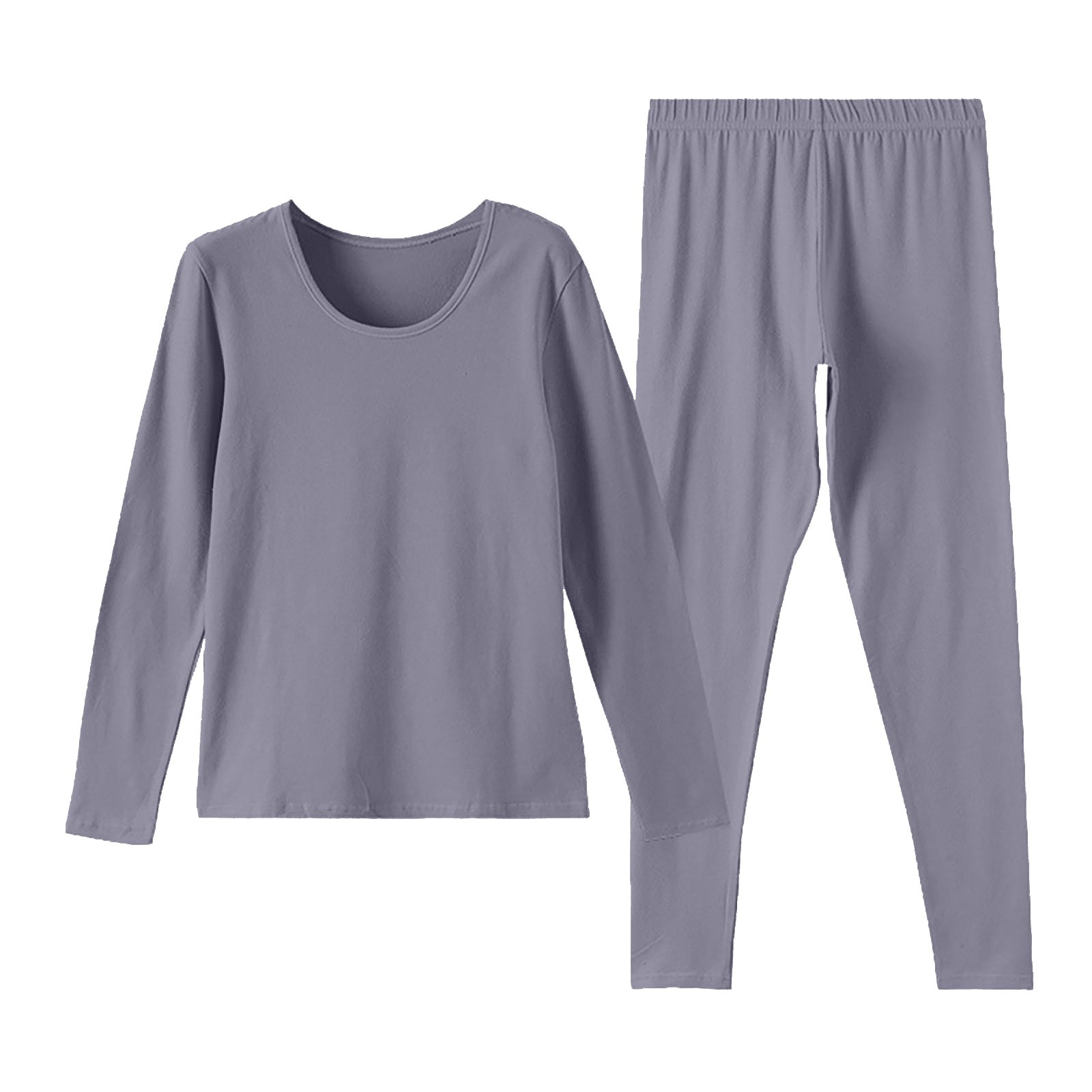 Clearance!FUNUONY Womens Thermals Top and Bottom Set Round Neck Set Women's Underwear Cotton Line Clothing Autumn and Winter Thermal Leggings for Women Thermal Underwear for Women Blue L